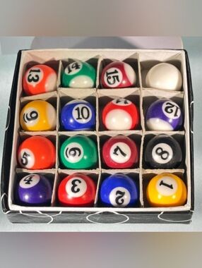 Vintage Set of Mini Numbered Pool/Billiard Balls - Multicolor